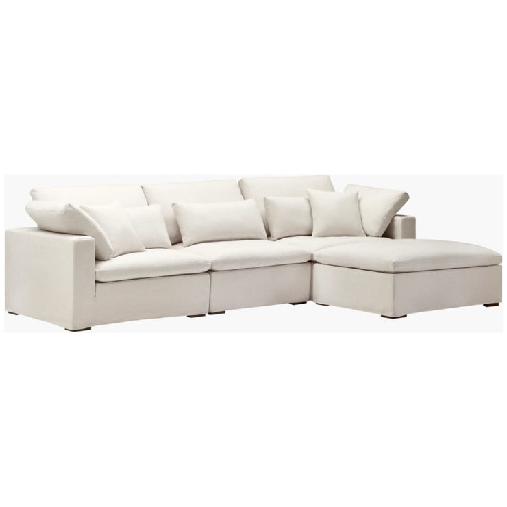 Surya Amherst Modern Square Arm Blue Sofa With Wood Base