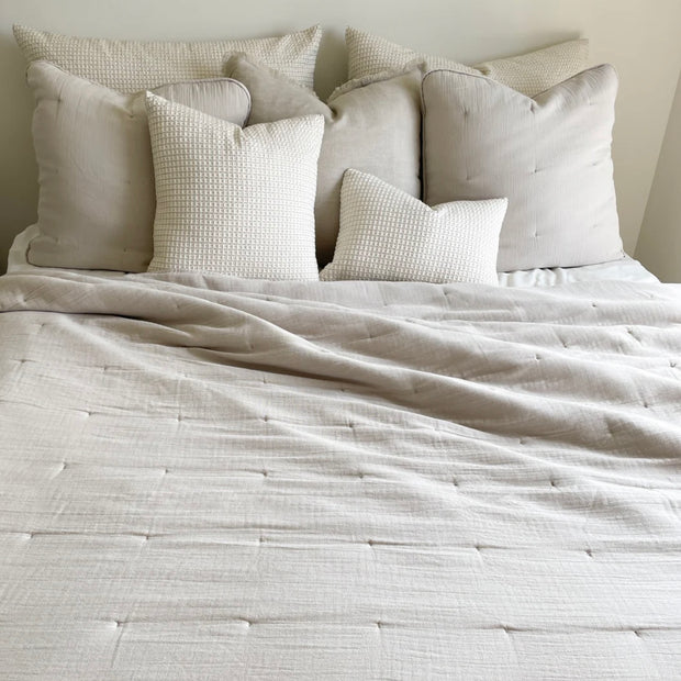 Anaya Home Easy Cotton Beige Gauze Quilt and Pillow Sham Set Available in Queen and King Sizes