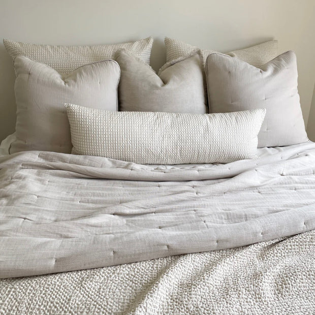 Anaya Home Easy Cotton Beige Gauze Quilt and Pillow Sham Set Available in Queen and King Sizes