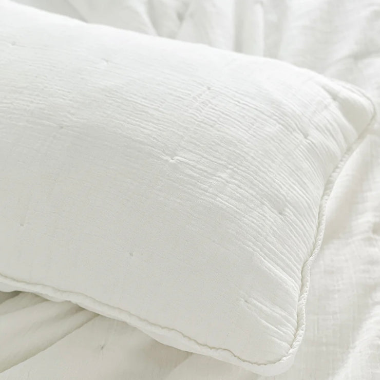 Anaya Home Easy Cotton White Gauze Quilt and Pillow Sham Set Available in Queen and King Sizes