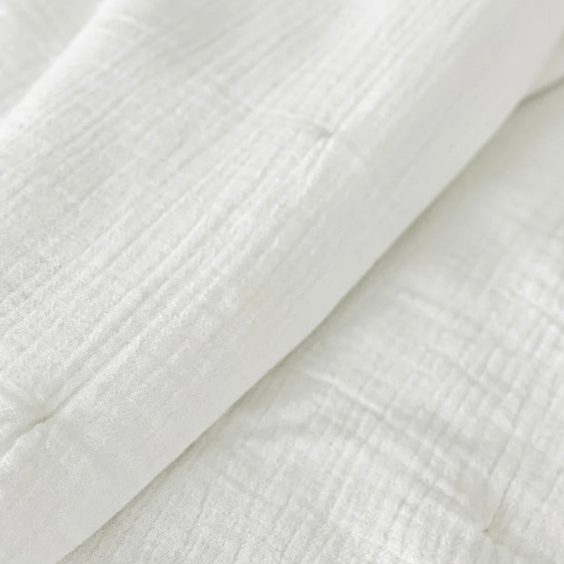 Anaya Home Easy Cotton White Gauze Quilt and Pillow Sham Set Available in Queen and King Sizes