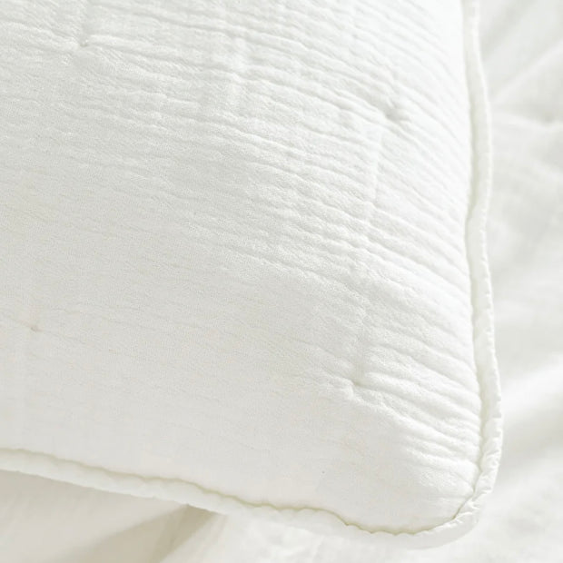 Anaya Home Easy Cotton White Gauze Quilt and Pillow Sham Set Available in Queen and King Sizes