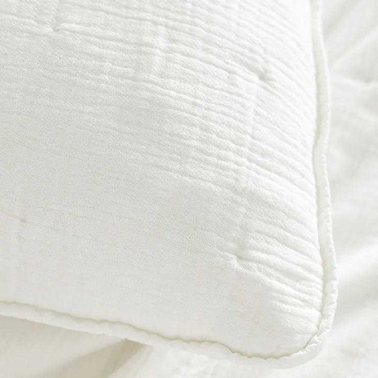 Anaya Home Easy Cotton White Gauze Quilt and Pillow Sham Set Available in Queen and King Sizes