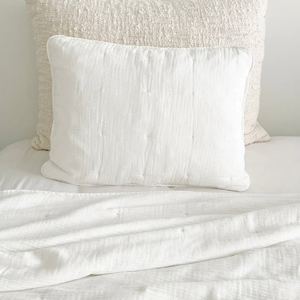 Anaya Home Easy Cotton White Gauze Quilt and Pillow Sham Set Available in Queen and King Sizes
