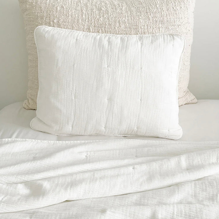 Anaya Home Easy Cotton White Gauze Quilt and Pillow Sham Set Available in Queen and King Sizes