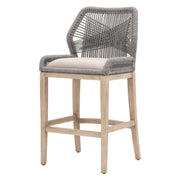 Essentials For Living Loom BarStool~ Platinum Rope, Light Gray With Natural Gray Mahogany Frame