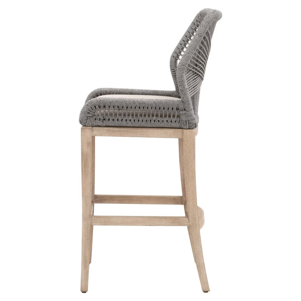 Essentials For Living Loom BarStool~ Platinum Rope, Light Gray With Natural Gray Mahogany Frame