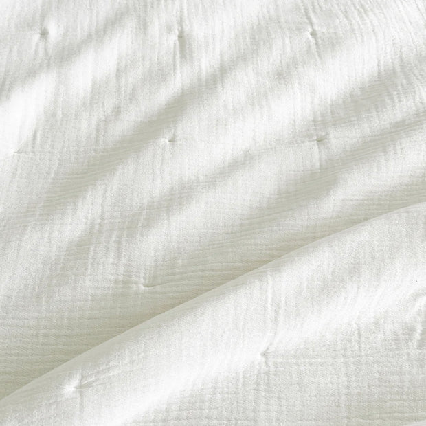 Anaya Home Easy Cotton White Gauze Quilt and Pillow Sham Set Available in Queen and King Sizes