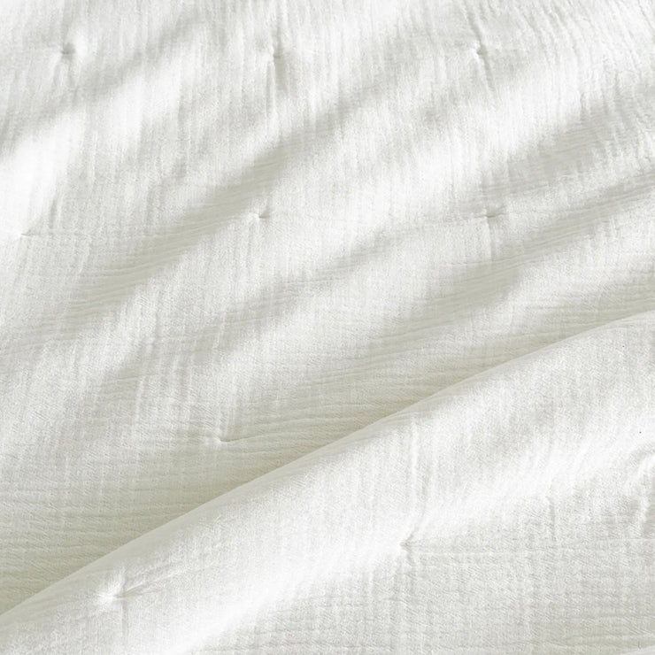 Anaya Home Easy Cotton White Gauze Quilt and Pillow Sham Set Available in Queen and King Sizes