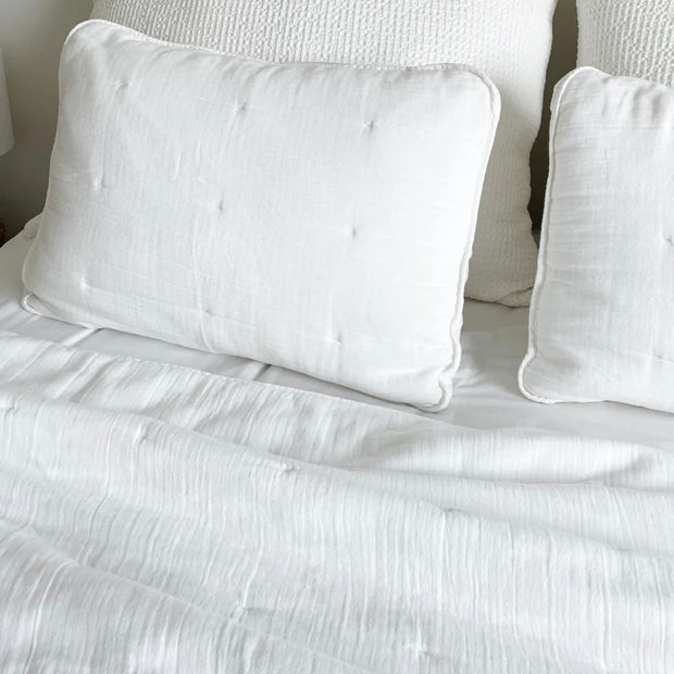 Anaya Home Easy Cotton White Gauze Quilt and Pillow Sham Set Available in Queen and King Sizes