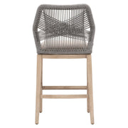 Essentials For Living Loom BarStool~ Platinum Rope, Light Gray With Natural Gray Mahogany Frame