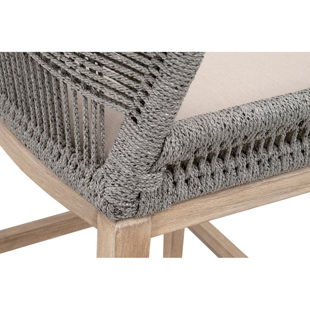 Essentials For Living Loom BarStool~ Platinum Rope, Light Gray With Natural Gray Mahogany Frame