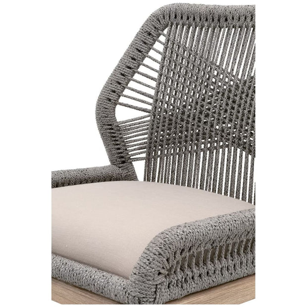 Essentials For Living Loom BarStool~ Platinum Rope, Light Gray With Natural Gray Mahogany Frame
