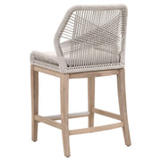 Essentials For Living Loom BarStool ~ Taupe & White Flat Rope, Performance Pumice With Gray Teak Frame