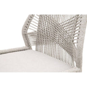 Essentials For Living Loom BarStool ~ Taupe & White Flat Rope, Performance Pumice With Gray Teak Frame