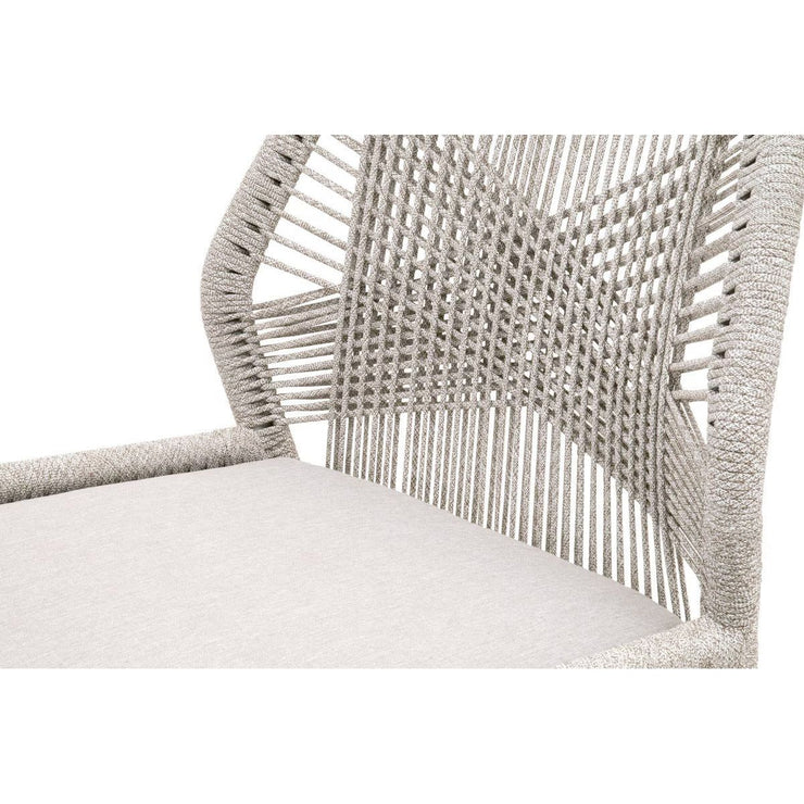 Essentials For Living Loom BarStool ~ Taupe & White Flat Rope, Performance Pumice With Gray Teak Frame