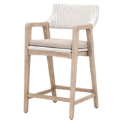 Essentials For Living Lucia Counter Stool~ White Rattan, Light Gray With Natural Gray Mahogany Frame