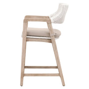 Essentials For Living Lucia Counter Stool~ White Rattan, Light Gray With Natural Gray Mahogany Frame