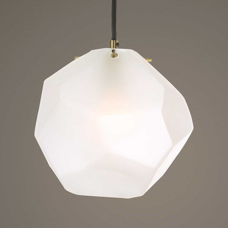 Uttermost Geodesic Frosted Glass Geometric Shape With Antique Brass Finish Pendant Light