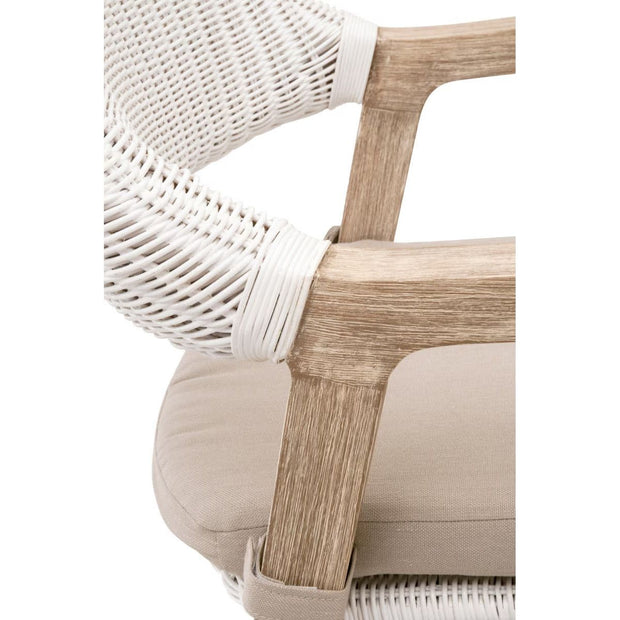 Essentials For Living Lucia Counter Stool~ White Rattan, Light Gray With Natural Gray Mahogany Frame