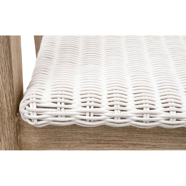 Essentials For Living Lucia Counter Stool~ White Rattan, Light Gray With Natural Gray Mahogany Frame