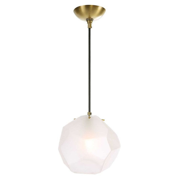 Uttermost Geodesic Frosted Glass Geometric Shape With Antique Brass Finish Pendant Light