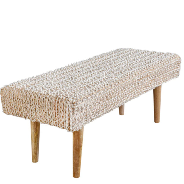 Anaya Home Natural Boucle Handwoven Bench