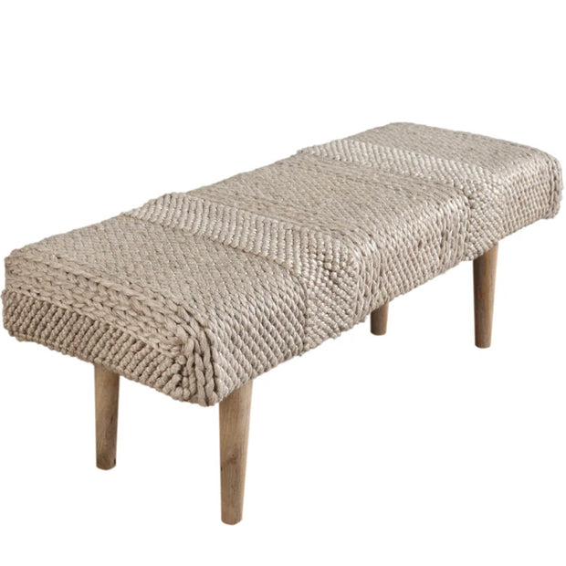 Anaya Home Textured Taupe Handwoven Bench