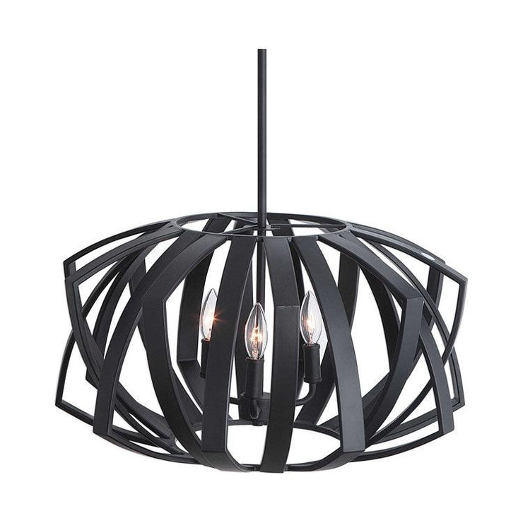 Uttermost Thales Matte Black Geometric Modern 3 Light Pendant