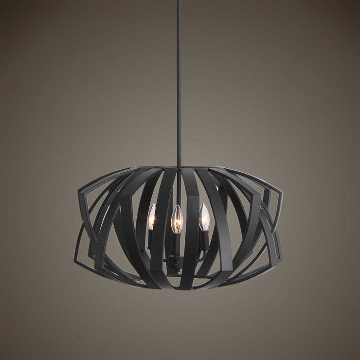 Uttermost Thales Matte Black Geometric Modern 3 Light Pendant