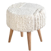 Anaya Home White Boucle Patchwork Oversized Handwoven Stool