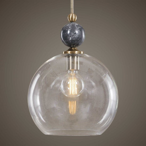 Uttermost Mendota Glass Globe With Aged Brass Finish Pendant Light