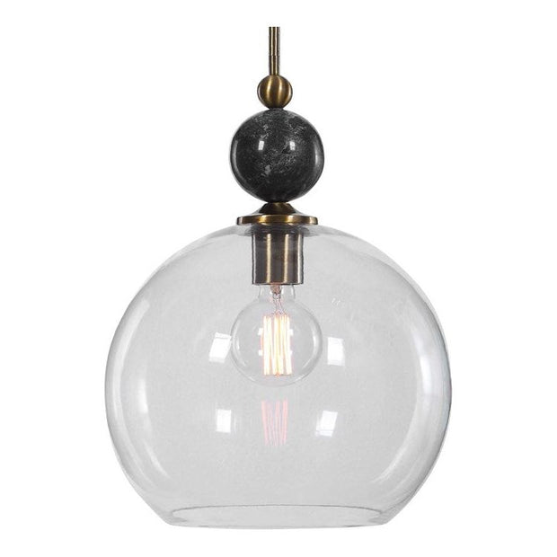 Uttermost Mendota Glass Globe With Aged Brass Finish Pendant Light