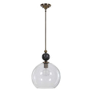 Uttermost Mendota Glass Globe With Aged Brass Finish Pendant Light