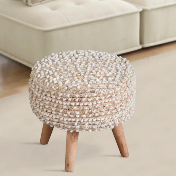 Anaya Home Natural Boucle Handwoven Foot Stool