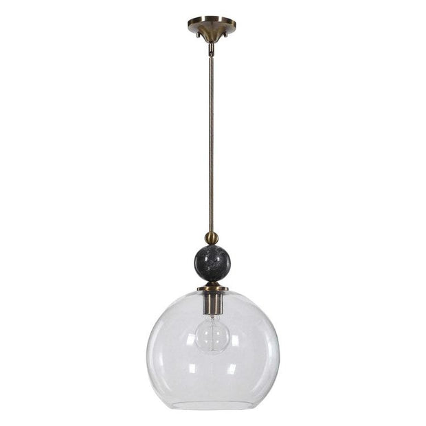 Uttermost Mendota Glass Globe With Aged Brass Finish Pendant Light