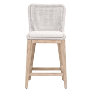 Essentials For Living Mesh Counter Stool ~ White Speckle Flat Rope, Performance White Speckle With Natural Gray Mahogany Frame