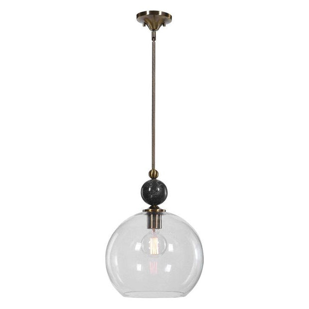 Uttermost Mendota Glass Globe With Aged Brass Finish Pendant Light