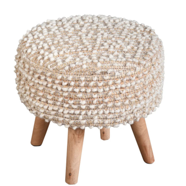 Anaya Home Natural Boucle Handwoven Oversized Stool