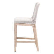 Essentials For Living Mesh Counter Stool ~ White Speckle Flat Rope, Performance White Speckle With Natural Gray Mahogany Frame