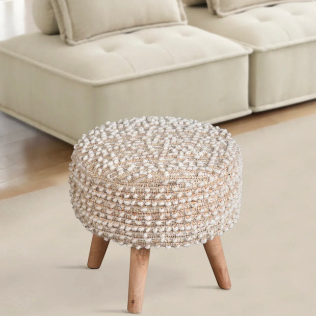 Anaya Home Natural Boucle Handwoven Oversized Stool