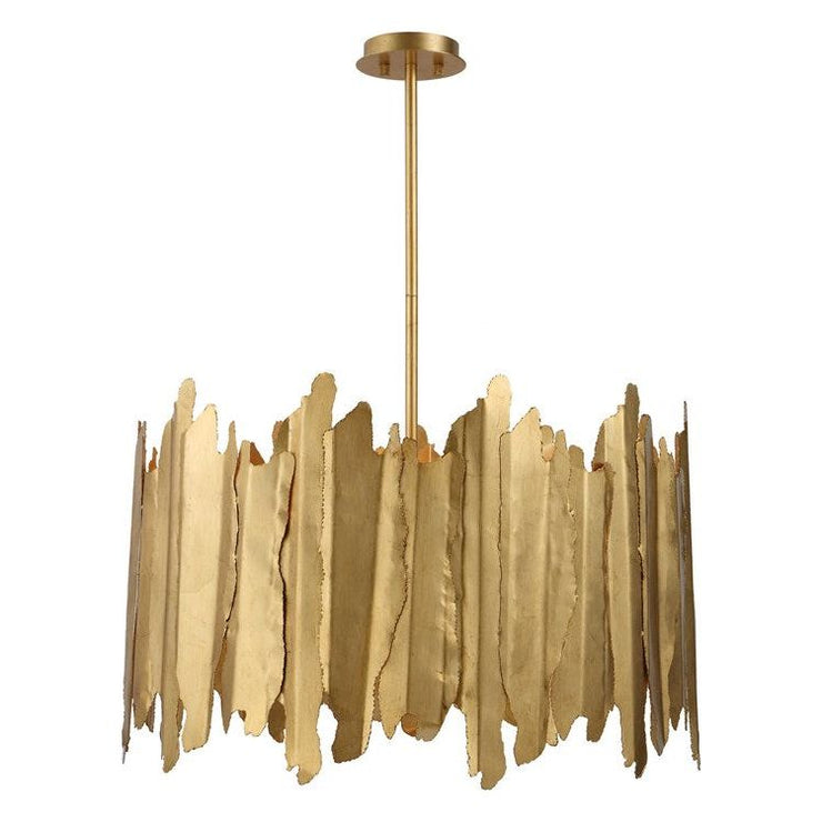 Uttermost Golden Gate Industrial Metal Sheets With Gold Leaf Finish 8 Light Pendant