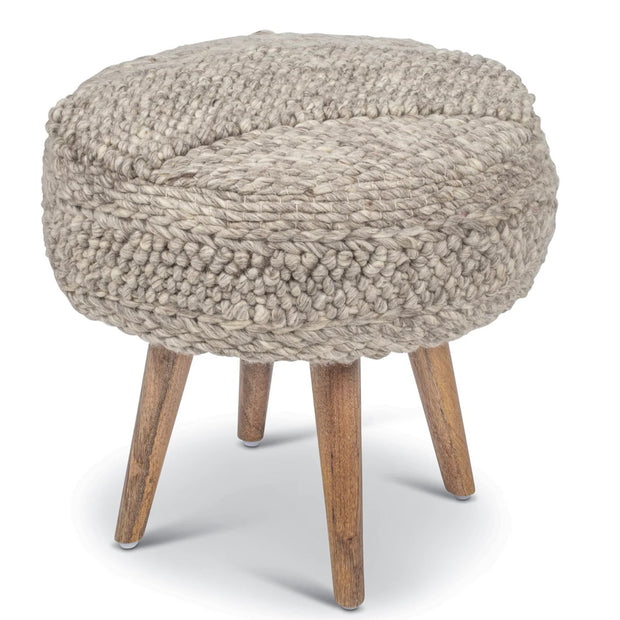 Anaya Home Textured Taupe Oversized Handwoven Stool