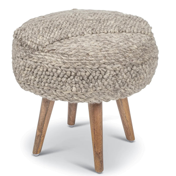 Anaya Home Textured Taupe Oversized Handwoven Stool