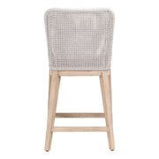 Essentials For Living Mesh Counter Stool ~ White Speckle Flat Rope, Performance White Speckle With Natural Gray Mahogany Frame