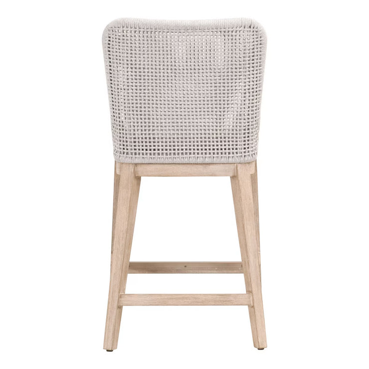 Essentials For Living Mesh Counter Stool ~ White Speckle Flat Rope, Performance White Speckle With Natural Gray Mahogany Frame