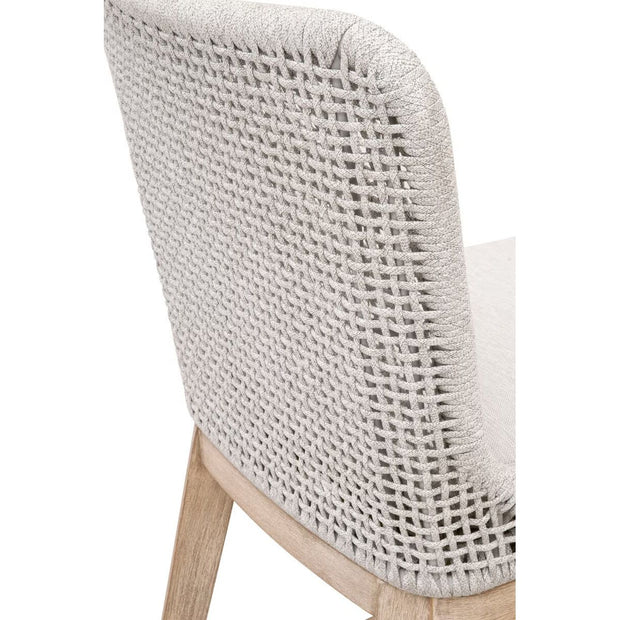 Essentials For Living Mesh Counter Stool ~ White Speckle Flat Rope, Performance White Speckle With Natural Gray Mahogany Frame