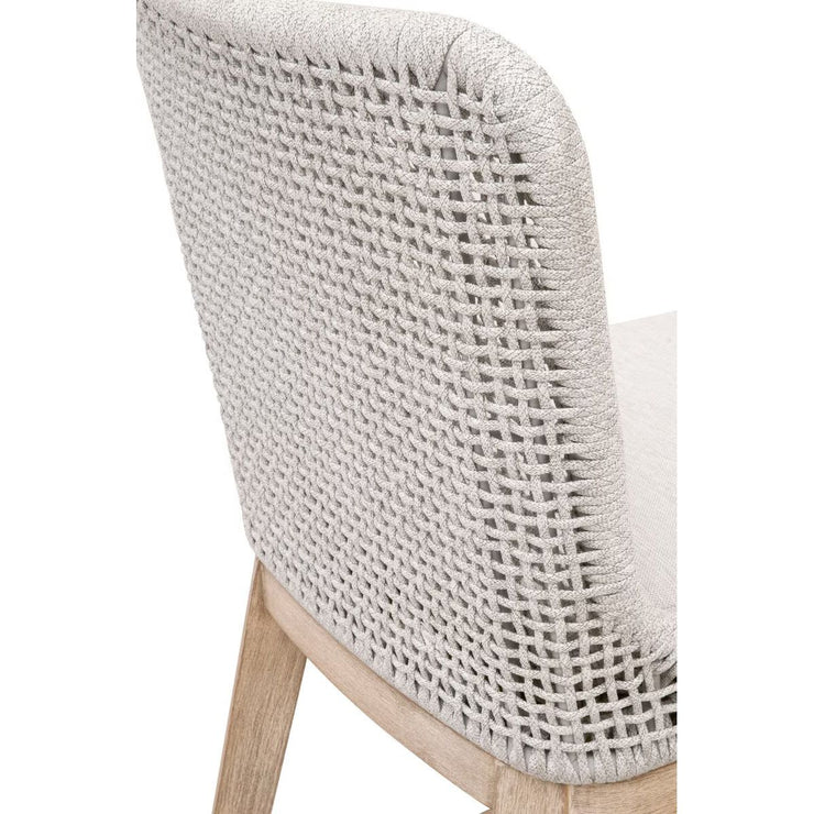 Essentials For Living Mesh Counter Stool ~ White Speckle Flat Rope, Performance White Speckle With Natural Gray Mahogany Frame
