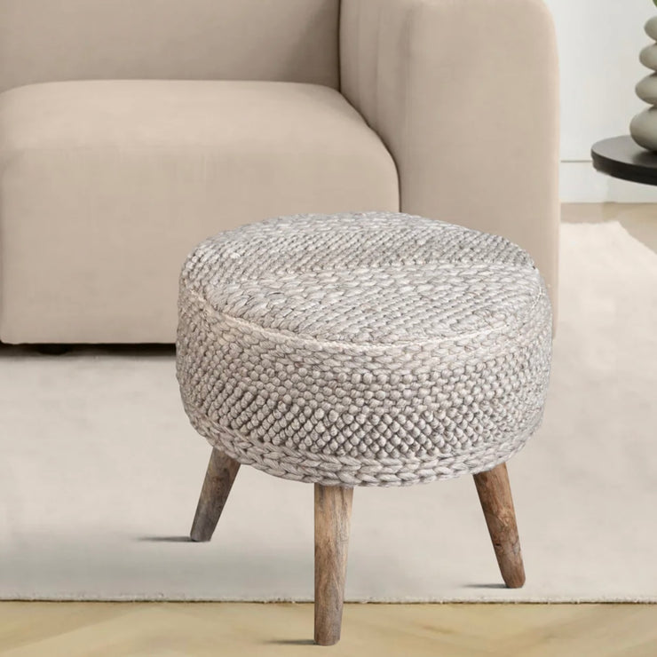 Anaya Home Textured Taupe Oversized Handwoven Stool