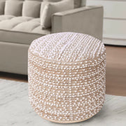 Anaya Home Natural Boucle Handwoven Round Pouf